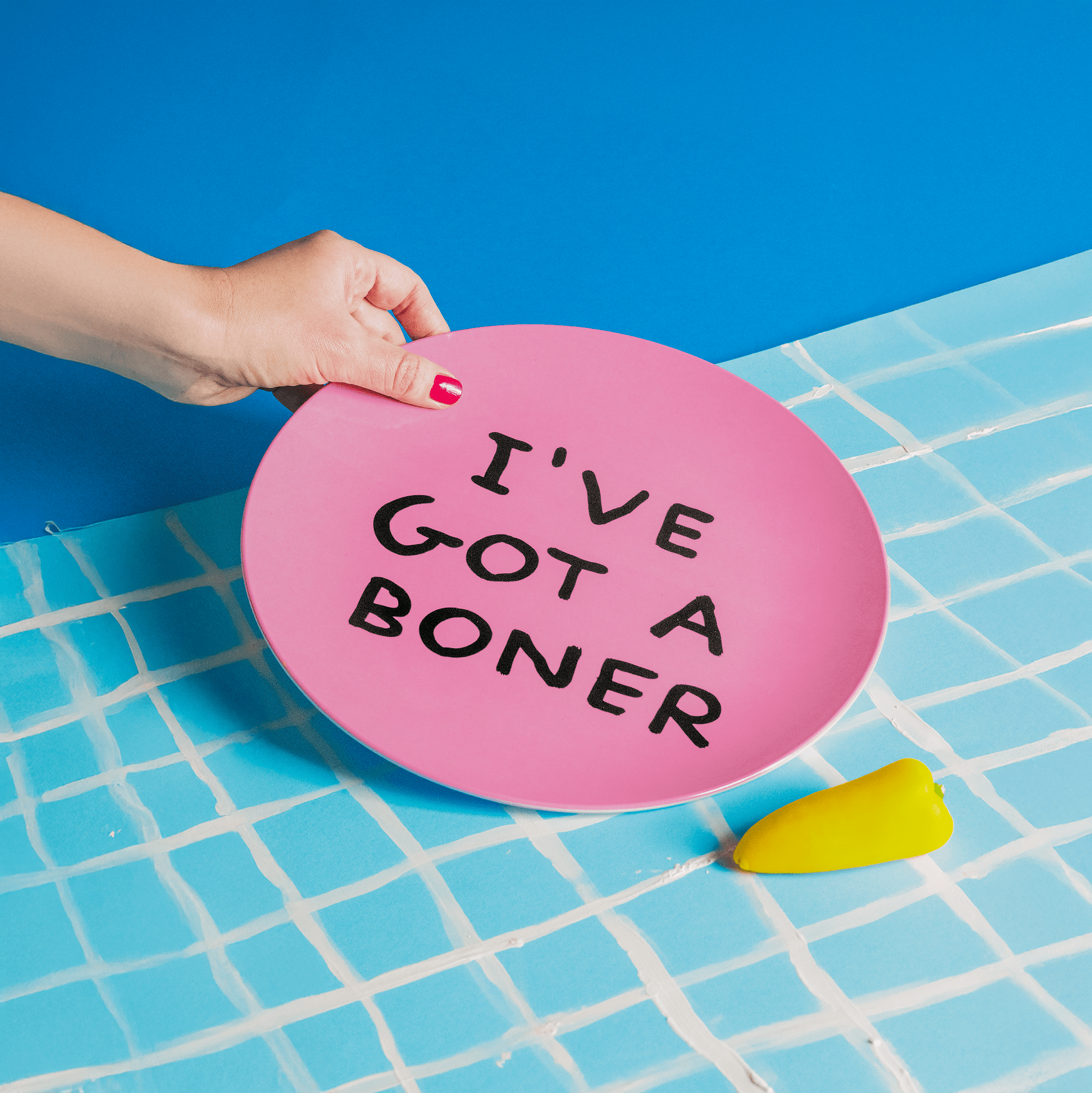 I've Got A Boner Melamine Plate x David Shrigley Plastic Third Drawer Down USA 