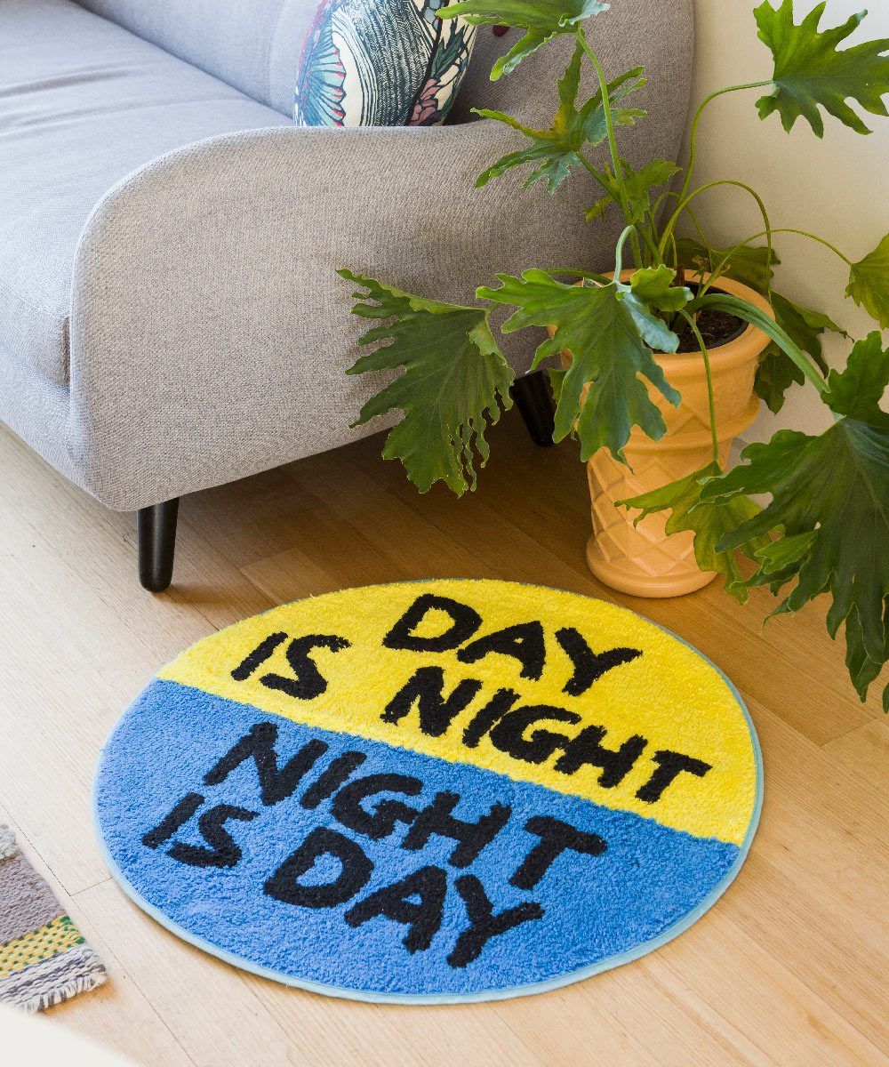 Day is Night Shaggy Floor Mat x David Shrigley Rug Third Drawer Down Studio 