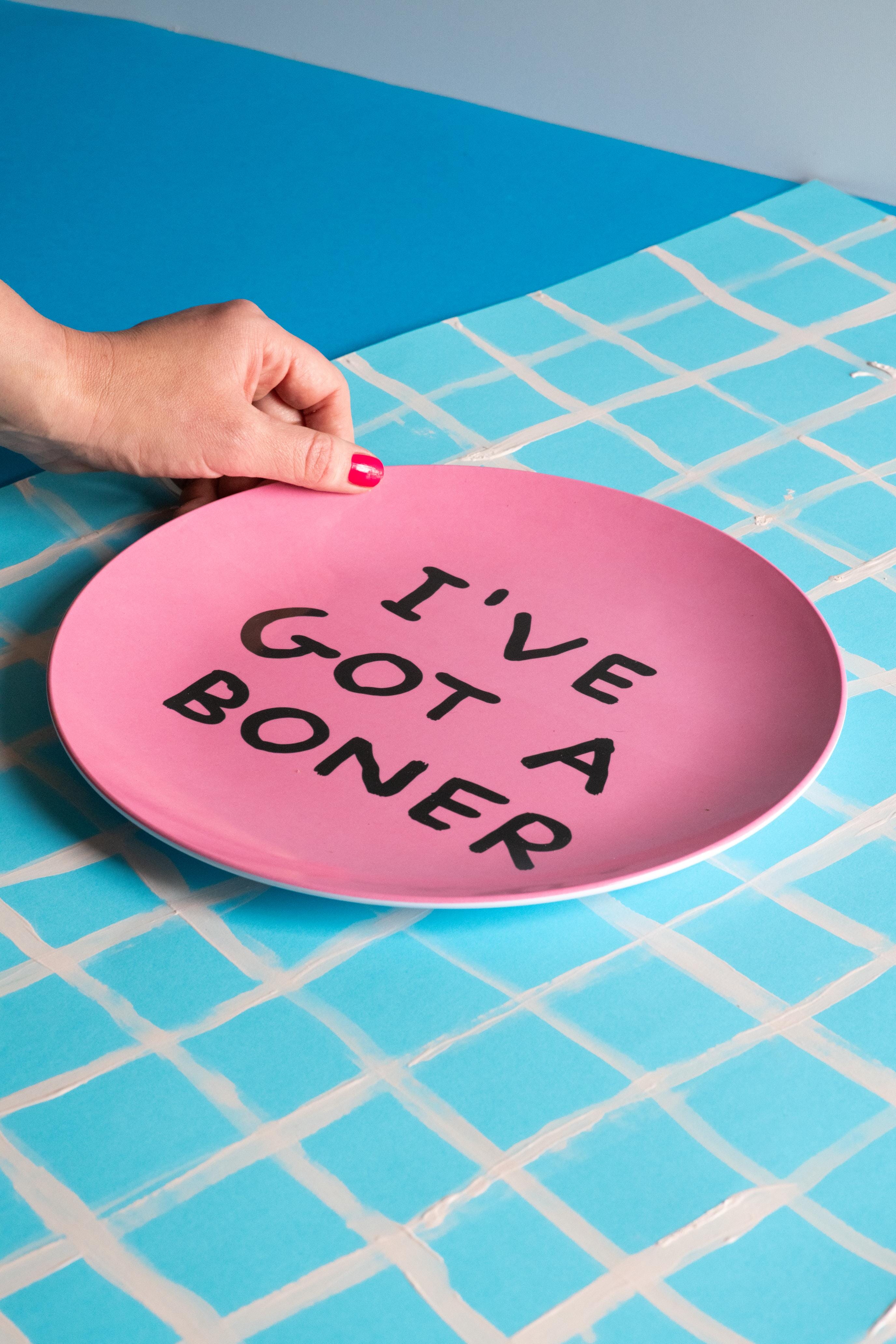 I've Got A Boner Melamine Plate x David Shrigley Plastic Third Drawer Down USA 