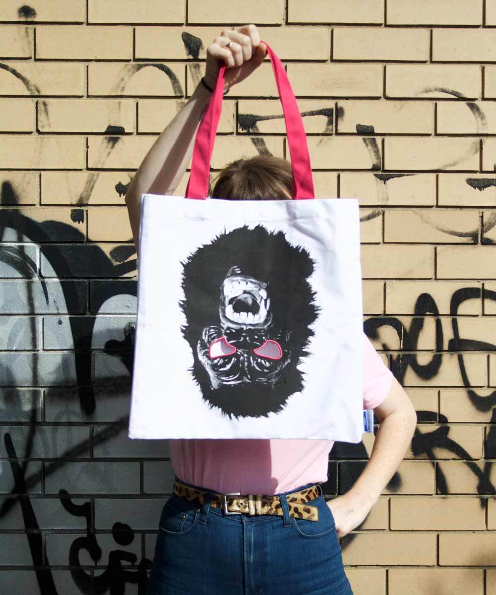 Third Drawer Down X Guerrilla Girls, Gorilla Mask Tote Bag Textiles Third Drawer Down Studio 